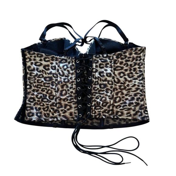 VTG Fredericks Of Hollywood Bustier Corset Size M 90s Leopard Print Sexy - Picture 2 of 5
